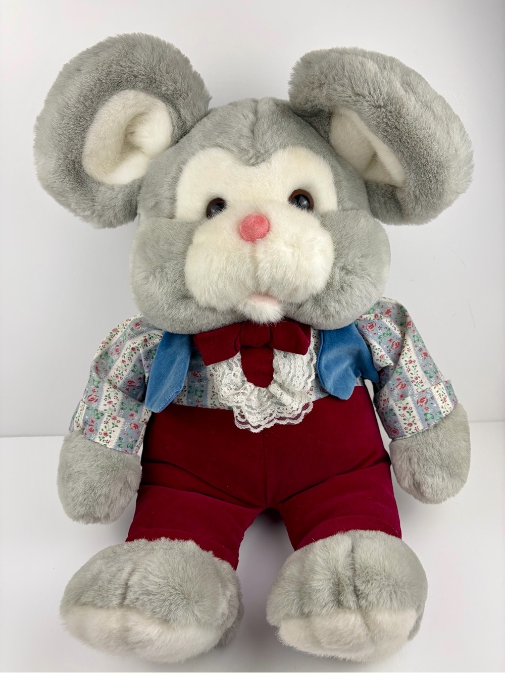 Vintage Commonwealth Mouse Plush 22 in Red Velvet Pants & Bowtie Blue Vest